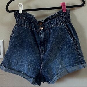 Retro denim paper bag shorts size large